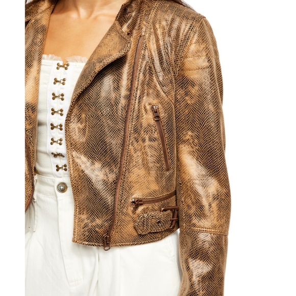 Fenix Snake Embossed Faux Leather Moto Jacket - Picture 4 of 14